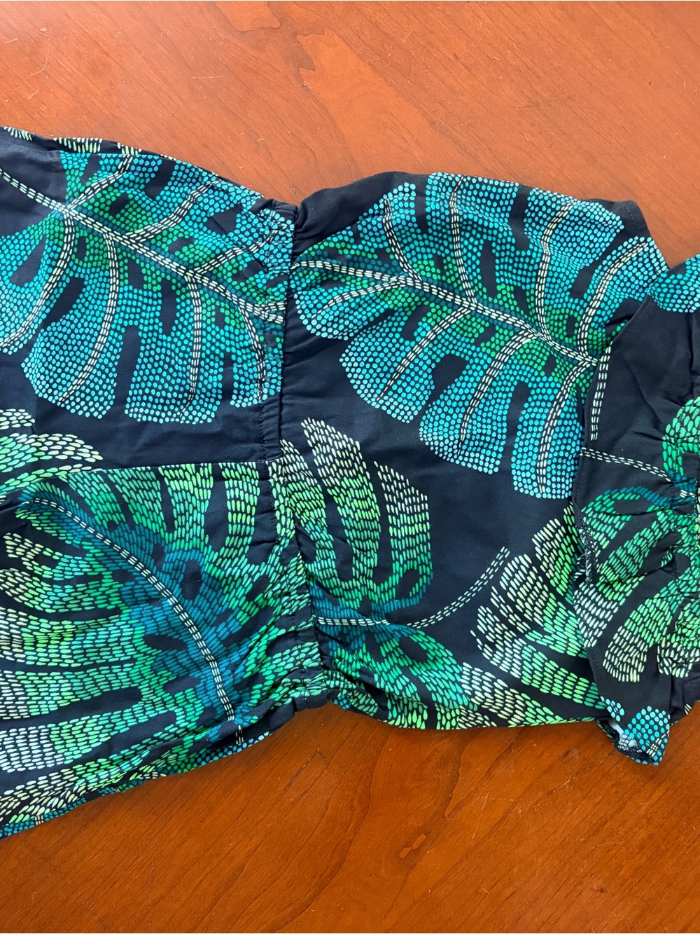 The Children's Place Black Romper with Teal & Green Leaf Print